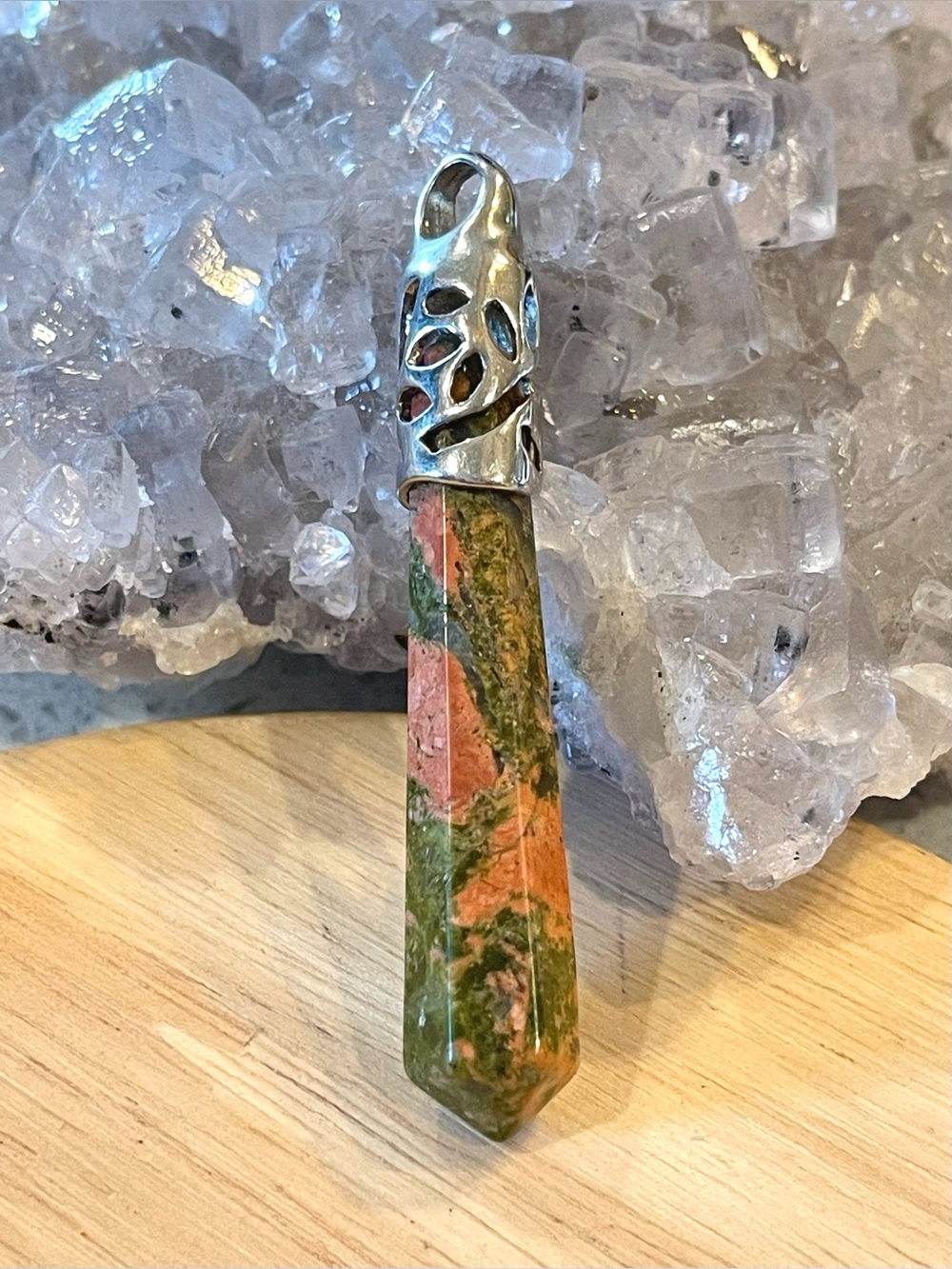 🌑Copper Genuine Unakite Crystal Drop Pendant🌑